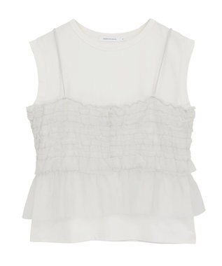 AMERICAN HOLIC 【2点セット】チュールキャミ+ノースリーブT Ivory