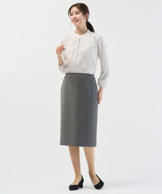 J.PRESS LADIES S 幾何プリント カットソー ホワイトベース系