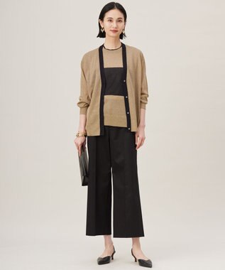 自由区 L 【カタログ掲載・アンサンブル対応・洗える】ラメシアープルオーバー ニット ブロンズ×ブラック