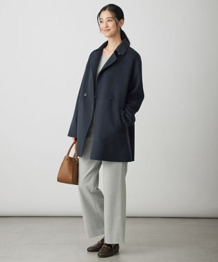 J.PRESS LADIES L ウールナイロンリバー テーラード コート ミッドナイト系