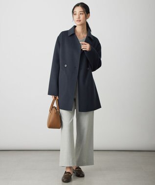 J.PRESS LADIES L ウールナイロンリバー テーラード コート ミッドナイト系