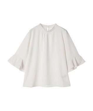 earth music&ecology ラッフル７分袖ブラウス Off White