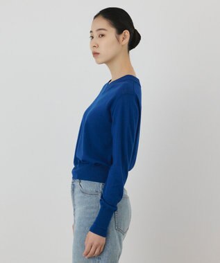 GRACE CONTINENTAL バイカラーウールニットトップ ブルー