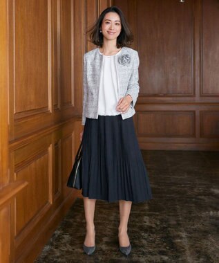 J.PRESS LADIES S ポリエステルツイル タックネック カットソー ホワイト系