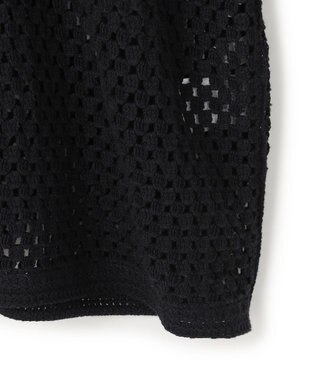 UNFILO L クロシェレースニット ハーフスリーブ プルオーバー ブラック