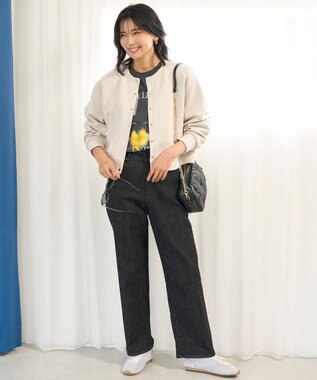 UNFILO L 【野呂佳代さん着用】BEAUTY FORM JERSEY スナップカーディガン グレージュ