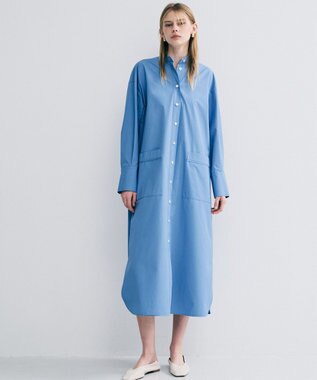 uncrave コットンクロスプレーン シャツワンピース サックス