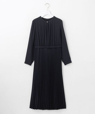 ANY SIS L 【洗える】ノーブルプリーツ ワンピース ネイビー