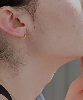 Phoebe 【金属アレルギー対応】ワンタッチビジューフープミニピアス　ゴールド/サージカルステンレス ゴールド