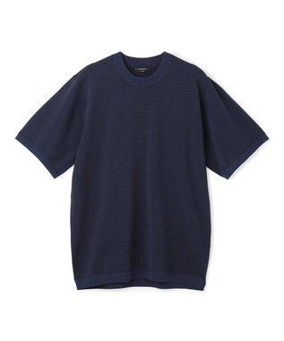 JOSEPH HOMME 【新柄】リュクスレーヨンボーダー　クルーネック半袖ニット ネイビー系1