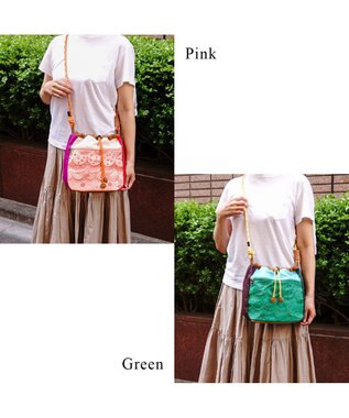 tsumori chisato CARRY スカラップレース ショルダーバッグ 【おしゃれな刺繍＆スポーティーな雰囲気をミックス】 ピンク