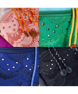 tsumori chisato CARRY スカラップレース ショルダーバッグ 【おしゃれな刺繍＆スポーティーな雰囲気をミックス】 ブラック