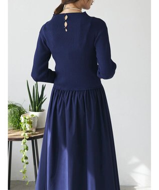 Green Parks AnriettMusee  リブニットドッキングワンピース Navy