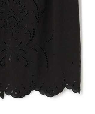 BEIGE， 【洗える】GALLERIA / コットンエンブロイダリーIラインスカート Black