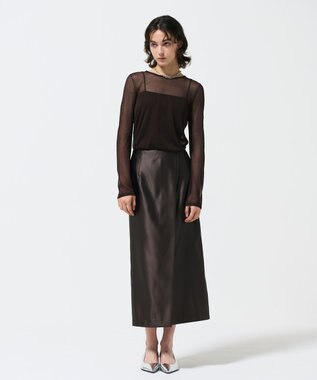 GRACE CONTINENTAL コーティングラップスカート ダークブラウン