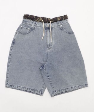 WEGO 【ユニセックス着用ITEM/MLサイズ展開/ウエストゴム】ボクサードッキングデニムショーツ デニムブラック