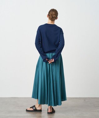 ATON MICRO COTTON SATIN | ギャザースカート GREEN