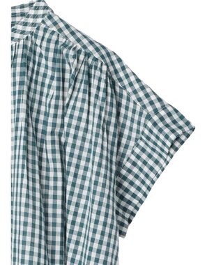 AMERICAN HOLIC フレンチスリーブバック切替シャツ Check Green
