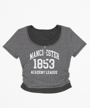 WEGO グラフィックレイヤードドッキングT ブラックボーダー