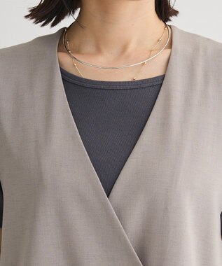 Green Parks イージーケアバックフリルジレ Gray Mixture