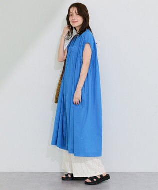 Green Parks フレンチスリーブシャーリングワンピース Blue