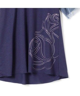 Chacott フラワープリントワンピースTシャツ アイアンブルー