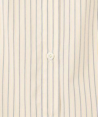 J.PRESS LADIES 【洗える】BEZ ドビーストライプ フリルネック ブラウス イエロー×グレーストライプ系