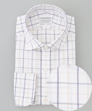 GOTAIRIKU 春夏向け【形態安定】SUMMERPREMIUMPLEATS_スモールワイドカラー 長袖ドレスシャツ（ストライプ/チェック） グレー系4