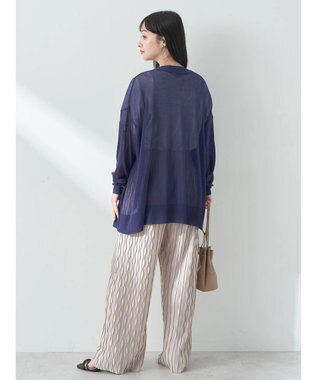 earth music&ecology シアーＢＩＧカーディガン Blue