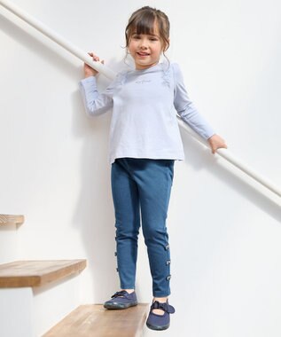 ANY KIDS カットデニム ガーリーパンツ ネイビー