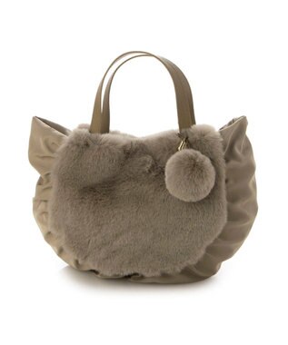 UNBILLION カシュカシュ cachecache / ポンポン付きエコファーラウンド型トートバッグ オーク