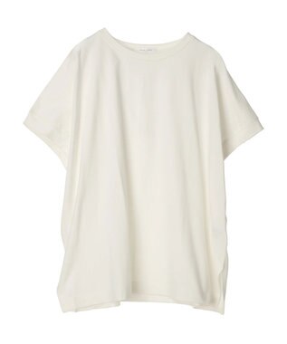 Green Parks インド綿 フレンチスリーブ前後差カットプルオーバー Off White