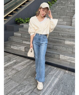 Green Parks ショート丈ミラノリブカーディガン Off White