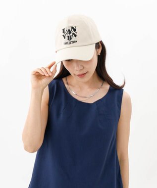 AURORA 【 LANVIN COLLECTION（ランバン コレクション） 】ＪLロゴ刺しゅうキャップ ベージュ