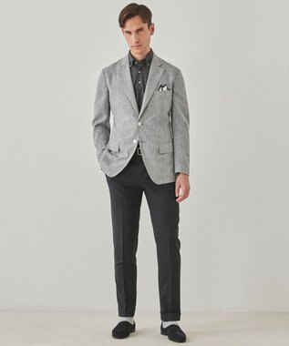 GOTAIRIKU 麻混・襟しっかり【洗える/通気性】ノルマンディーリネン ボタンダウンポロシャツ(25年モデル) グレー系