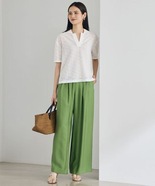 自由区 S 【SHIHOさん着用・ご好評アイテム・新色追加・セットアップ対応】エアリーツイルワイド パンツ ［新色］グリーン