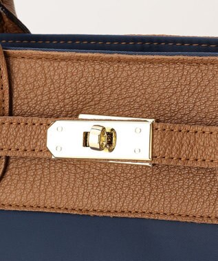 UNBILLION perche ナイロン×ゴートヒネリ金具トートバッグ ネイビー