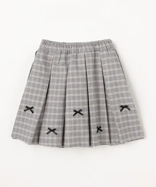 ANY KIDS リボン×チェック プリーツスカパン グレー×チェック