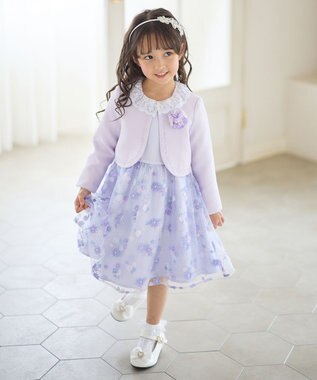 ANY KIDS 花柄刺繍ワンピース ラベンダー