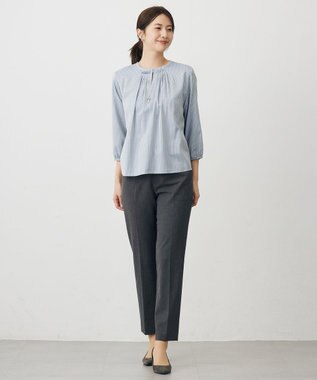 J.PRESS LADIES プロビスストライプ＆チェック カットソー サックスストライプ系