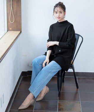 Tiaclasse L 【洗える】1枚でもレイヤード効果のあるサイドボタンチュニック ブラック