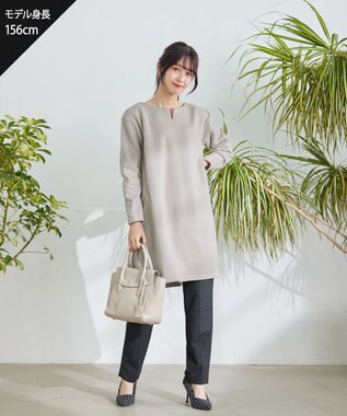 Tiaclasse 【洗える】裏起毛チュニック グレージュ