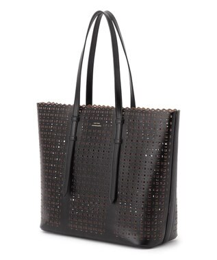 23区 フェイクレザー カットアウト トートバッグ ブラック系