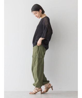 AMERICAN HOLIC 透かし編み半袖ニットプルオーバー Black