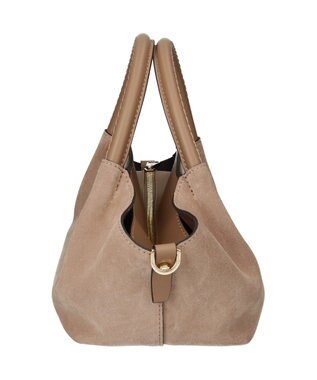 INTER-CHAUSSURES 【LORISTELLA】レザーハンドルスエードハンドバッグ グレーコンビ