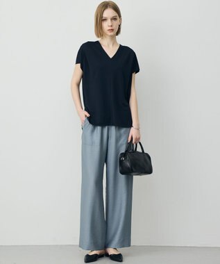 ICB L 【先行予約】ワッシャーツイル ワイドストレートパンツ プルシアンブルー