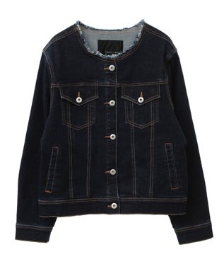 YECCA VECCA ノーカラーストレッチGジャン Dark Indigo