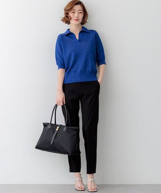 23区 【CanCam掲載】ピュアリネン スキッパー ポロニット ブルー系