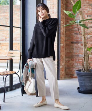 ANY 【洗える】ソフトタッチ求心ニット ブラック