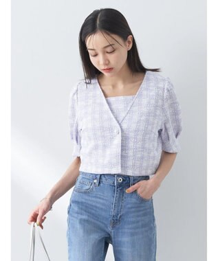 earth music&ecology ＳＥＴ２点　カットソーツィードアンサンブル